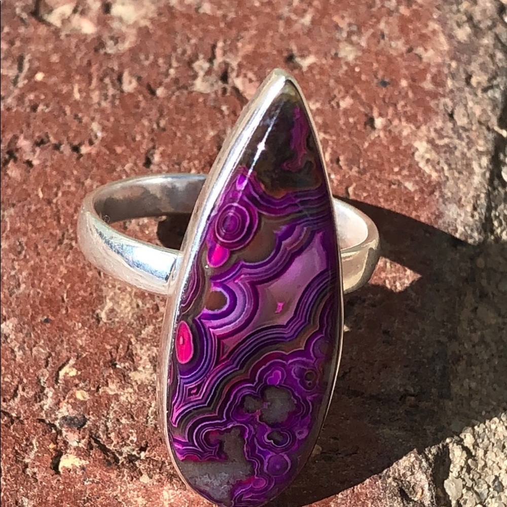 Purple Agate Teardrop Ring - Picture 7 of 9